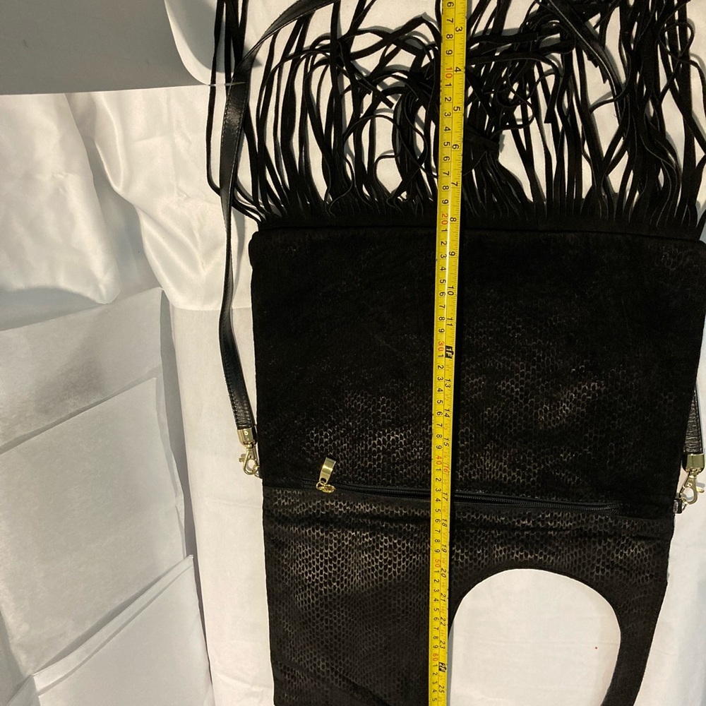 Shoulder cross body unique pattern suede